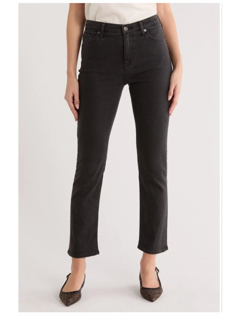 AG Adriano Goldschmied Mari Hi-Rise Slim Straight Jeans in Black - Sz 27